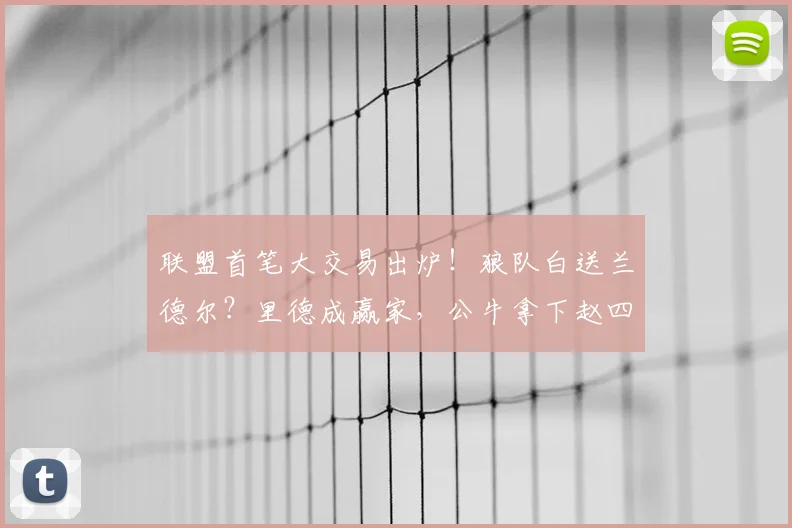 联盟首笔大交易出炉！狼队白送兰德尔？里德成赢家，公牛拿下赵四